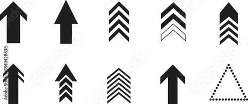 A versatile collection of black up arrows and chevron symbols for various design purposes and navigational elements