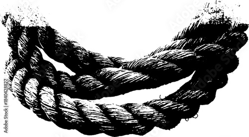 Weathered rope stencil illustration for nautical design and texture projects