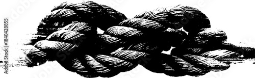 Weathered nautical rope stencil illustration for maritime design and decoration