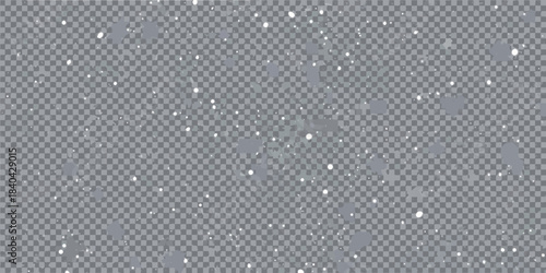 Falling snowflakes on a transparent background creating a winter effect