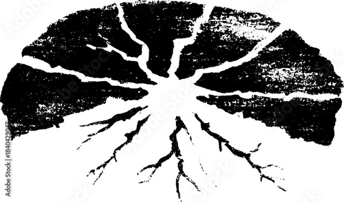 Black and white stencil art depicting thin ice fractures for design and decoration