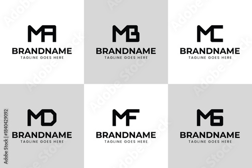 Letters MA MB MC MD MF MG Monogram Logo Set, for any brand with AM BM CM DM FM GM initials