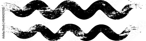 Black and white stencil illustration of abstract sediment trails with splat and drip effects