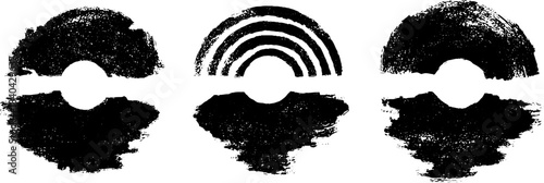 Black and white esoteric stencil art with concentric designs for urban decor