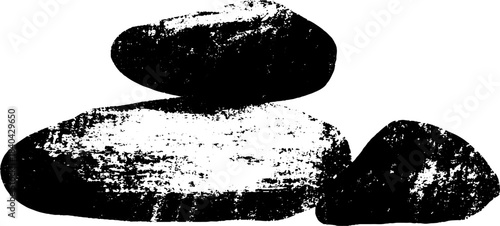 Grunge black and white stencil illustration of overlapping stones for urban art design