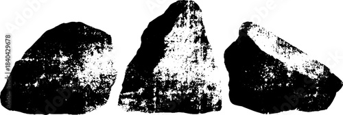 Black and white stencil illustration of three overlapping stones for artistic design