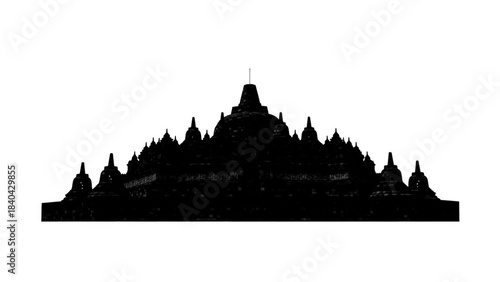 Majestic Temple Silhouette: The timeless beauty of a sacred temple is captured in silhouette, revealing its intricate architectural details.