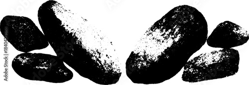 Monochrome stencil art of tide worn pebbles for design