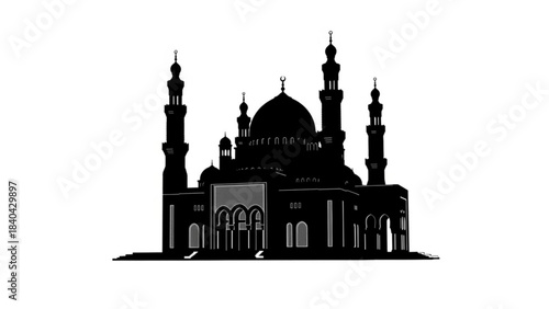 Islamic Mosque Silhouette:A stunning silhouette of a mosque, its architectural details sharply outlined against a backdrop, evokes a sense of reverence and serenity.