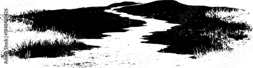 Monochrome dune path stencil art for urban design