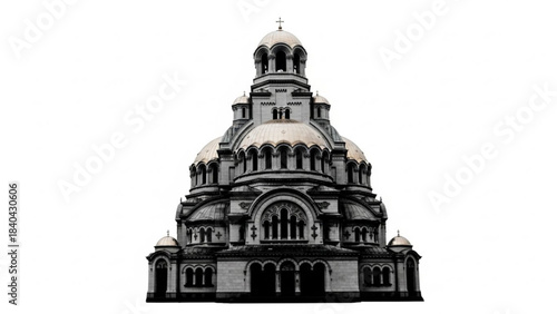 Alexander Nevsky Cathedral: A captivating grayscale image of the iconic Alexander Nevsky Cathedral, showcasing its magnificent architecture and intricate details. 