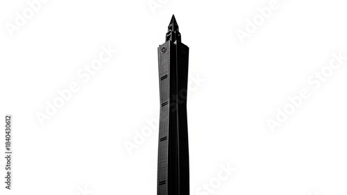 Skyward Ascent: A bold black tower pierces the heavens, its sleek silhouette a testament to ambition and innovation, conveying a sense of aspiration and progress.