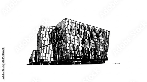 Geometric Marvel: A modern architectural masterpiece, its glass facade reflecting the sky, showcasing clean lines and innovative design