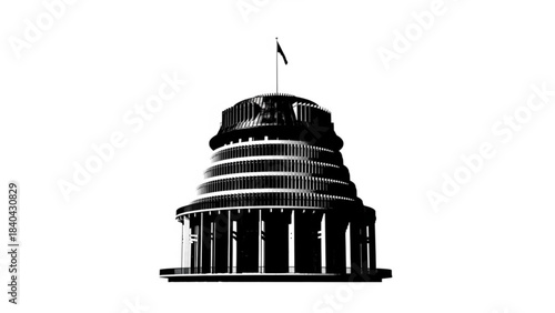 Striking Architectural Detail: The Beehive. A bold, geometric facade stands in stark contrast against a light, framing the unique architectural detail with clarity. 