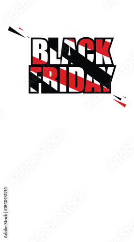 Black Friday typography banner. Black Friday modern linear typography text illustration isolated on black background. Design template for Black Friday sale banner
