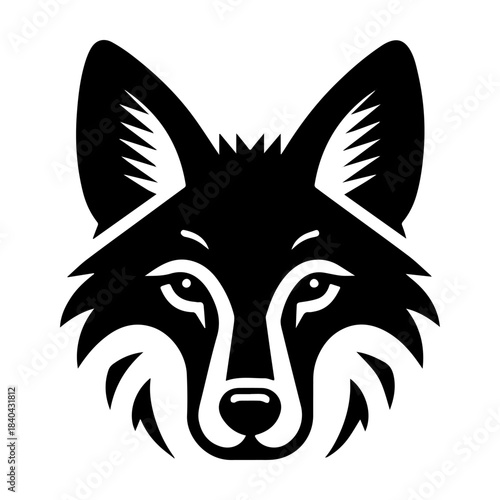 Black and White Fox Head Illustration for Design.