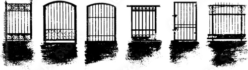 Black and white urban balcony cages stencil illustration for design and decor