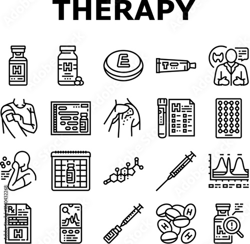 hormone replacement therapy hrt icons set vector