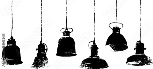 Retro industrial lamp stencil illustration for artistic urban decor and design