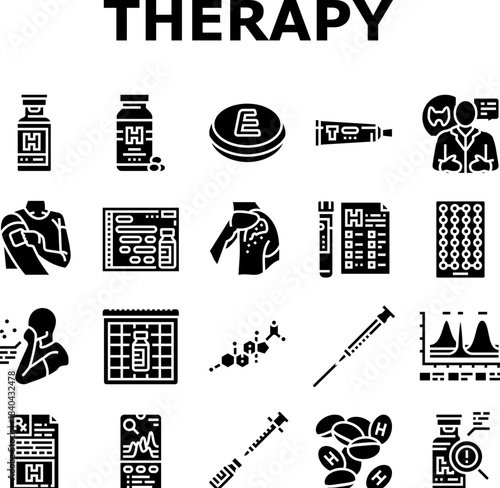 hormone replacement therapy hrt icons set vector