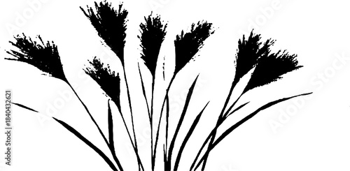 Black and white grass stencil illustration for nature-inspired design