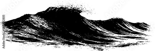 Dynamic black and white stencil illustration of wavy parallel lines for modern art design
