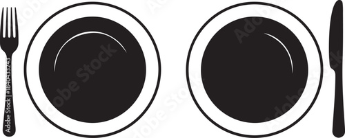 Table Setting With Two Plates Fork And Knife whisk illustration