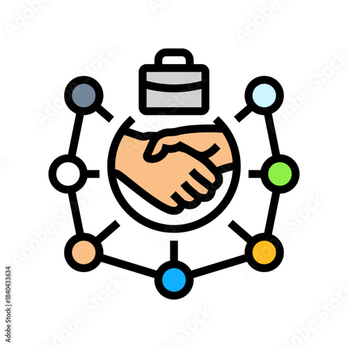 partner network color icon vector illustration