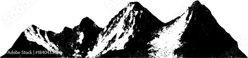 Black and white stencil illustration of wind carved dune peaks for design and art projects