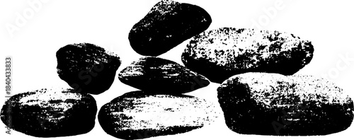 Black and white stencil of wind scattered pebbles - design for creative projects