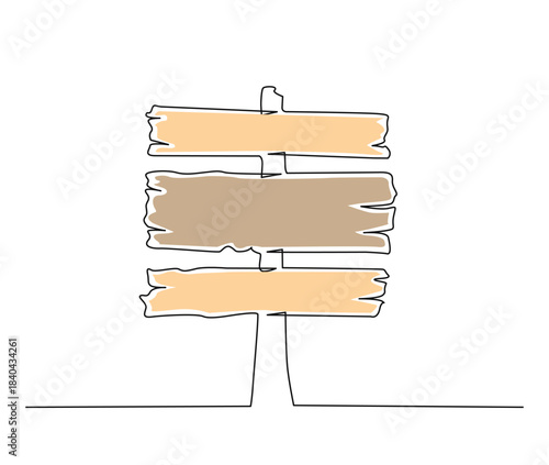 outline drawing illustration of road direction sign arrows. Direction sign board board on pole hand drawn vector illustration.