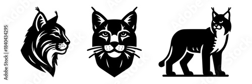 Lynx Silhouette Collection: Head Face and Body Illustrations.