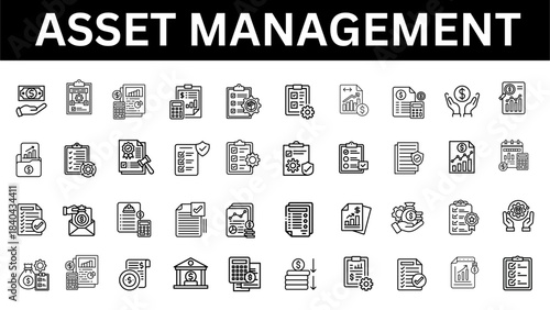Asset Management line icon set. Investment, Return On Investment, Capital. Vector illustration