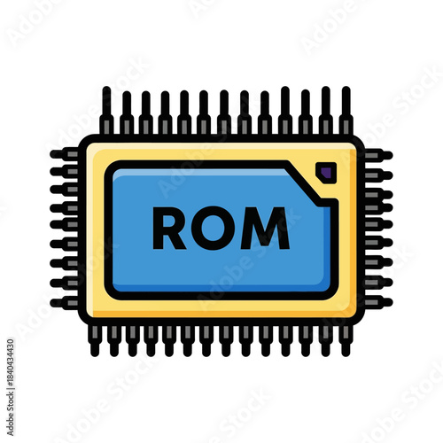 Computer Chip with ROM Label.