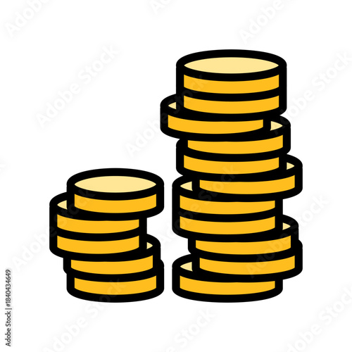 stacked coins divided unevenly color icon vector illustration