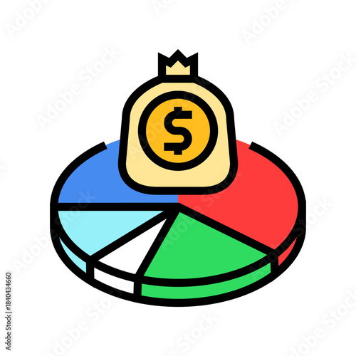 pie chart income segments color icon vector illustration