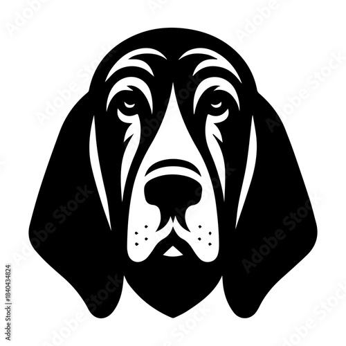 Bloodhound Dog Portrait: Elegant Black and White Silhouette.