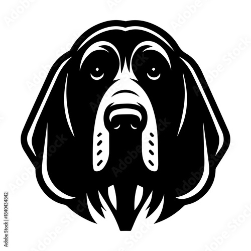 Bloodhound Dog Head Silhouette: A Detailed Black and White Portrait.