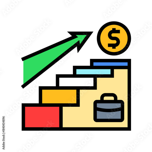 income ladder unequal spacing color icon vector illustration