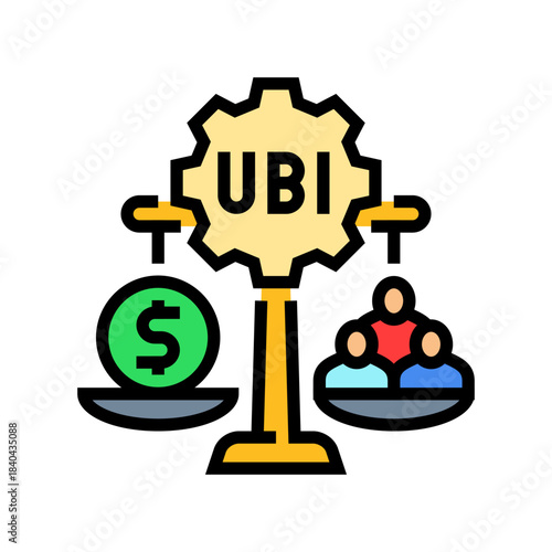universal basic income color icon vector illustration