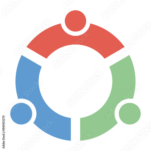 Abstract community teamwork logo with three people forming circular unity
