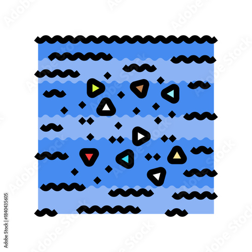 microplastics ocean water color icon vector illustration