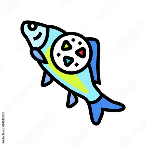 microplastics fish color icon vector illustration