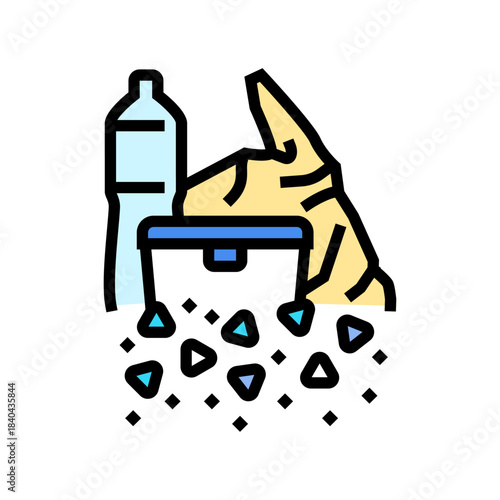 plastic waste decomposing into microplastics color icon vector illustration
