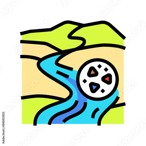 microplastic pollution river color icon vector illustration
