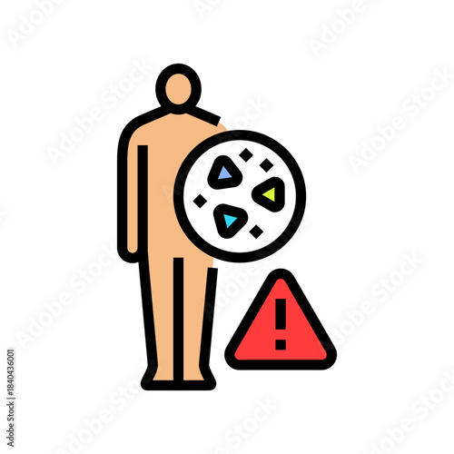 human exposure to microplastics color icon vector illustration