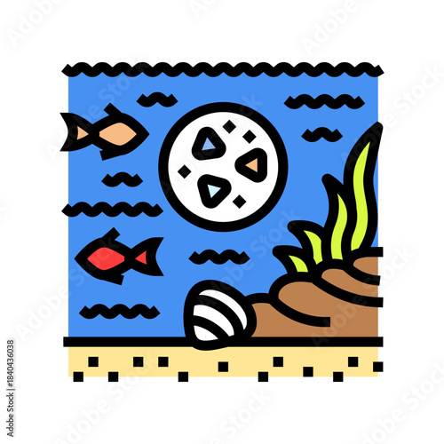 microplastic pollution wildlife color icon vector illustration