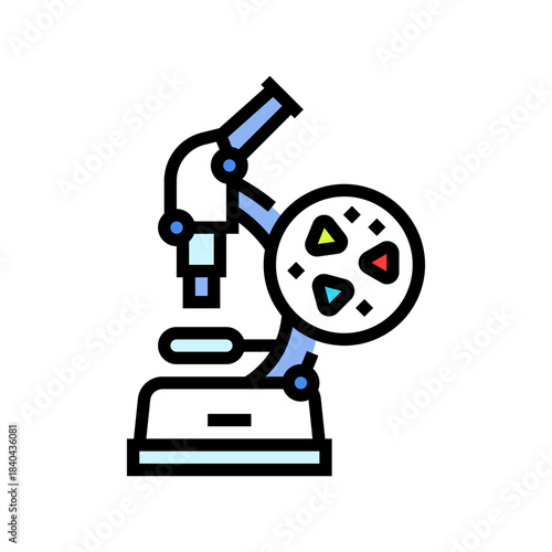 microplastic particles under microscope color icon vector illustration