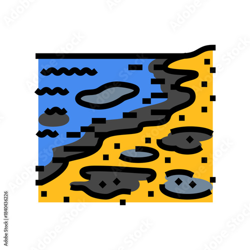 polluted coastline oil color icon vector illustration