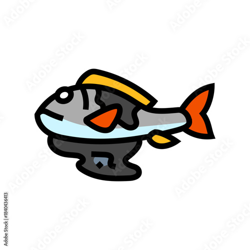 oil covered fish the ocean color icon vector illustration